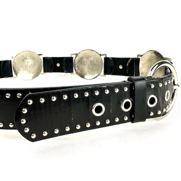 Vintage ‘Mudd’ Y2K Leather and Metal Silver Medallions Belt - Western - M/L - Picture 9 of 10